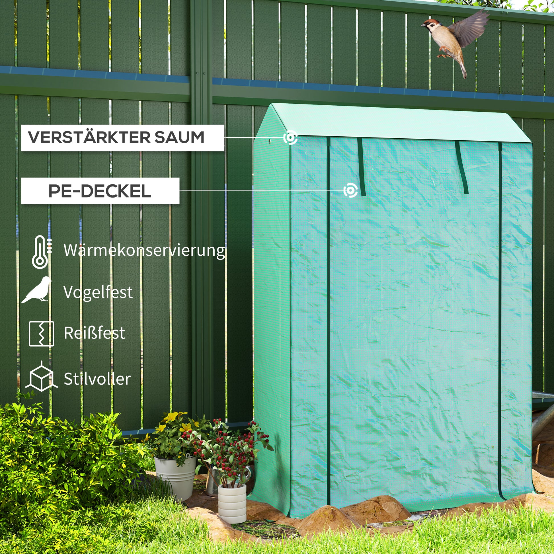 Greenhouse with Shelves Roll-Up Door, Winterproof Steel Frame Greenhouse, Greenhouse for Balcony, Garden, Tomato House with UV Protection 100x40x150cm Tomato Greenhouse for Vegetables Flowers Plants Green