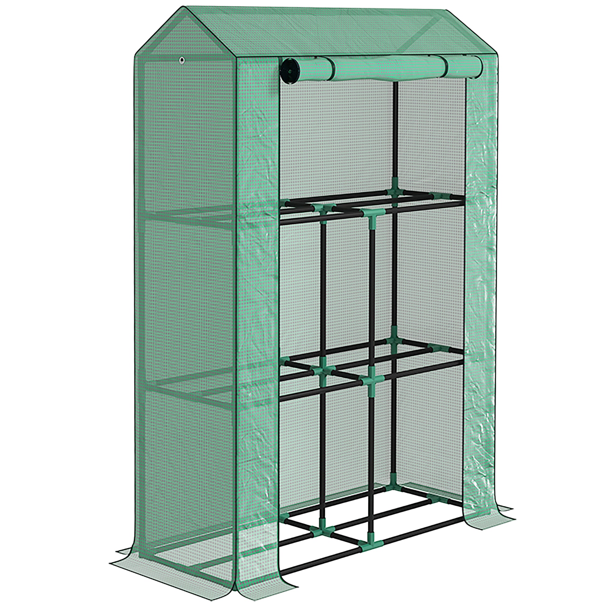 Greenhouse with Shelves Roll-Up Door, Winterproof Steel Frame Greenhouse, Greenhouse for Balcony, Garden, Tomato House with UV Protection 100x40x150cm Tomato Greenhouse for Vegetables Flowers Plants Green