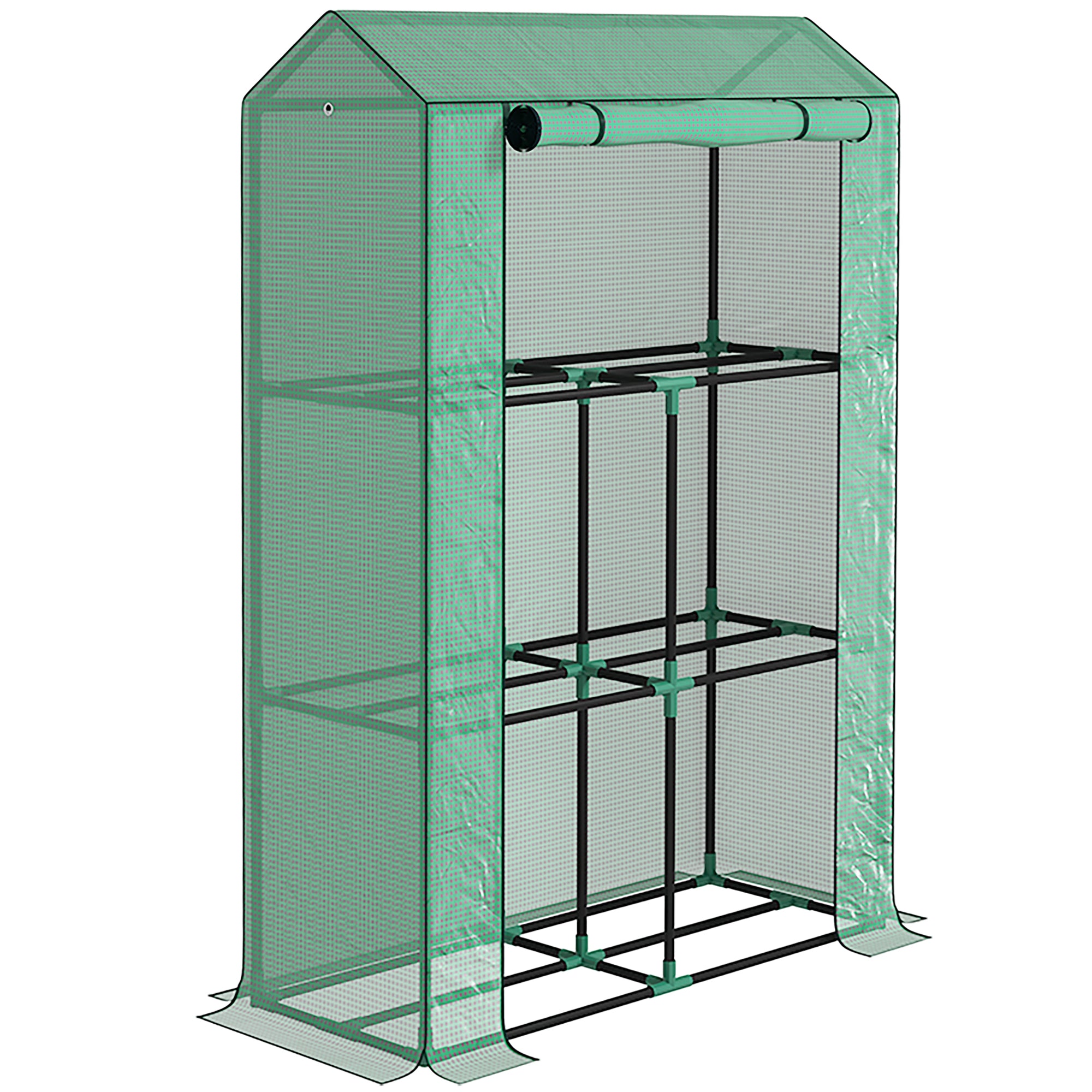 Greenhouse with Shelves Roll-Up Door, Winterproof Steel Frame Greenhouse, Greenhouse for Balcony, Garden, Tomato House with UV Protection 100x40x150cm Tomato Greenhouse for Vegetables Flowers Plants Green