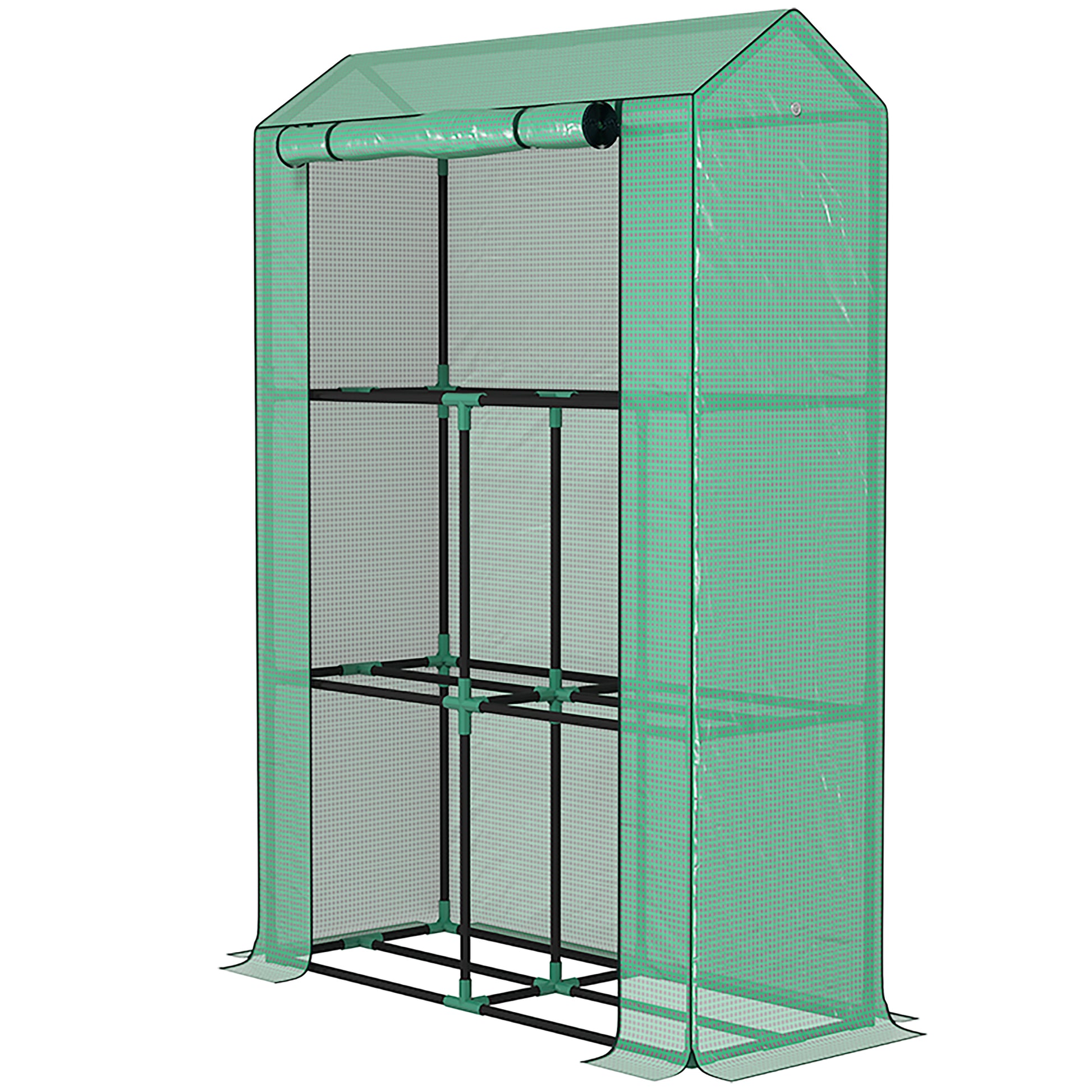 Greenhouse with Shelves Roll-Up Door, Winterproof Steel Frame Greenhouse, Greenhouse for Balcony, Garden, Tomato House with UV Protection 100x40x150cm Tomato Greenhouse for Vegetables Flowers Plants Green