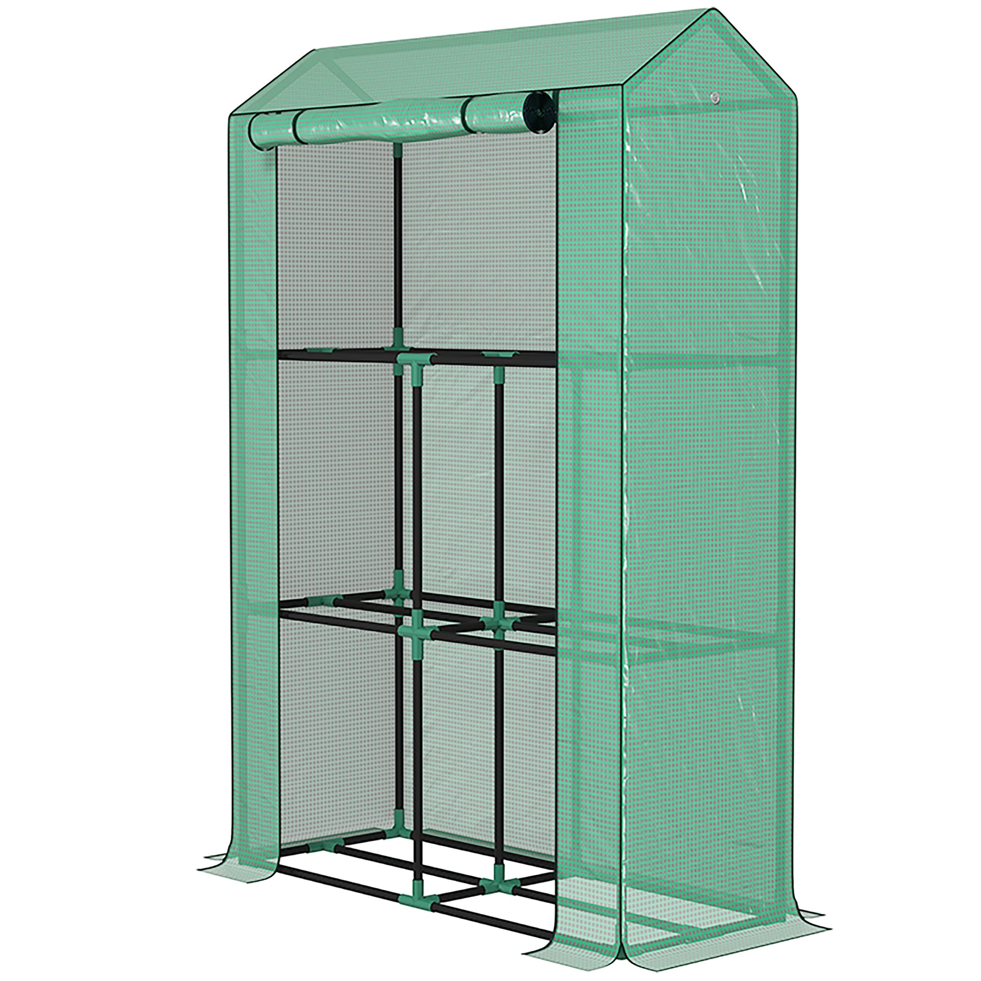 Greenhouse with Shelves Roll-Up Door, Winterproof Steel Frame Greenhouse, Greenhouse for Balcony, Garden, Tomato House with UV Protection 100x40x150cm Tomato Greenhouse for Vegetables Flowers Plants Green