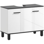 Under Sink Cabinet Bathroom Vanity Unit with Pedestal Sink or with Legs 2 Doors and Adjustable Shelves for 80x34x60 cm Bright White Bathroom