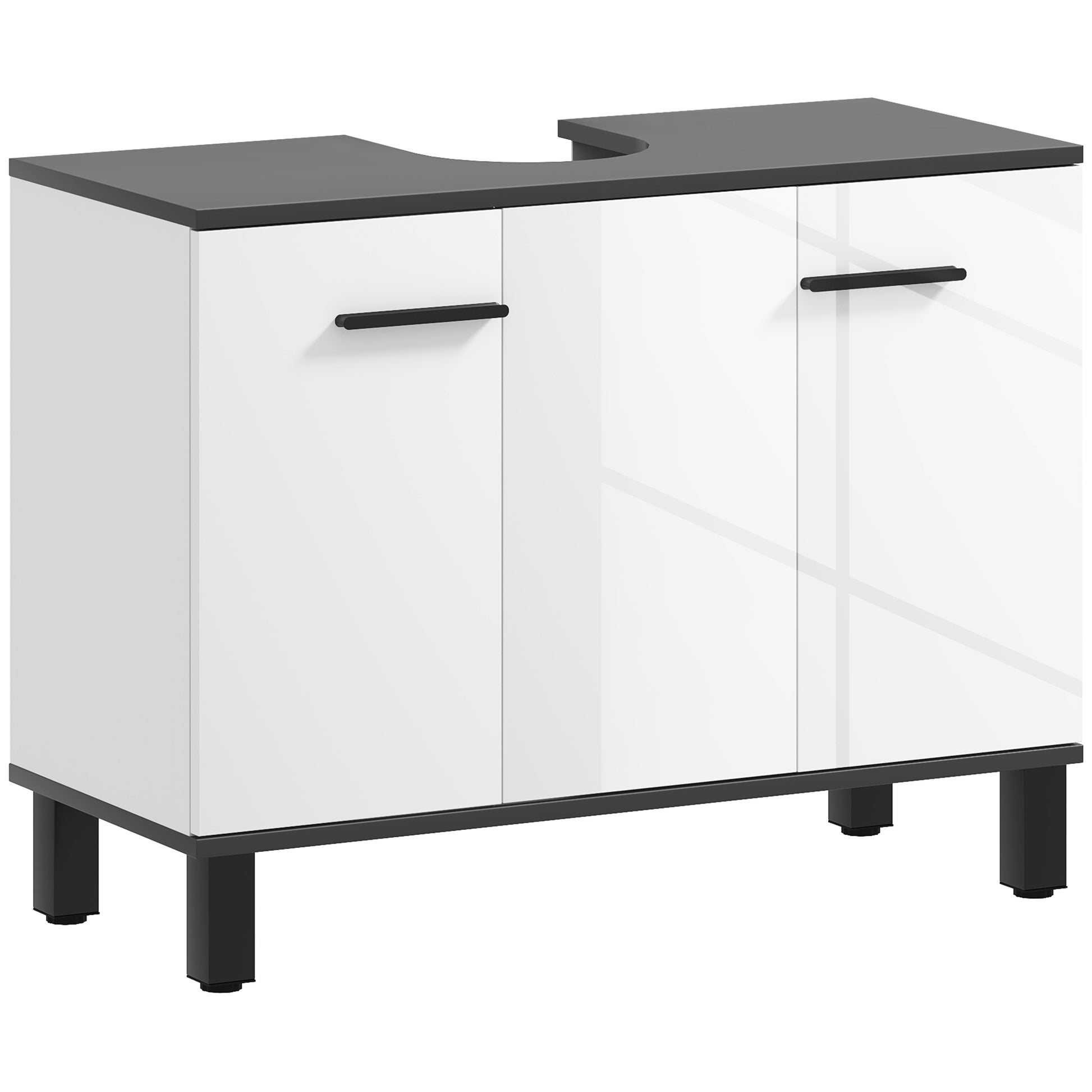 Under Sink Cabinet Bathroom Vanity Unit with Pedestal Sink or with Legs 2 Doors and Adjustable Shelves for 80x34x60 cm Bright White Bathroom