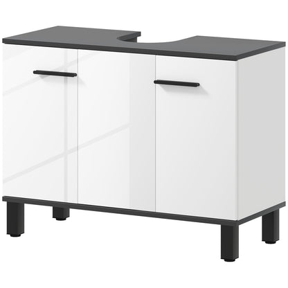 Under Sink Cabinet Bathroom Vanity Unit with Pedestal Sink or with Legs 2 Doors and Adjustable Shelves for 80x34x60 cm Bright White Bathroom