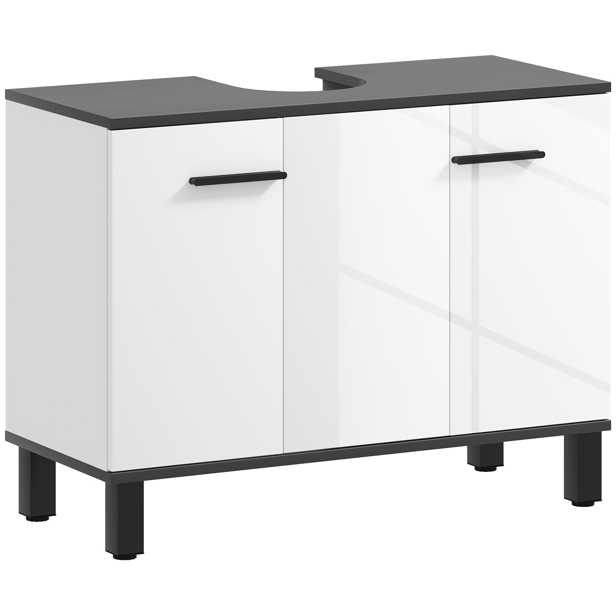 Under Sink Cabinet Bathroom Vanity Unit with Pedestal Sink or with Legs 2 Doors and Adjustable Shelves for 80x34x60 cm Bright White Bathroom