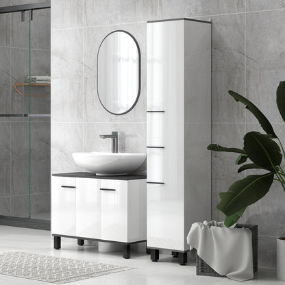 Under Sink Cabinet Bathroom Vanity Unit with Pedestal Sink or with Legs 2 Doors and Adjustable Shelves for 80x34x60 cm Bright White Bathroom