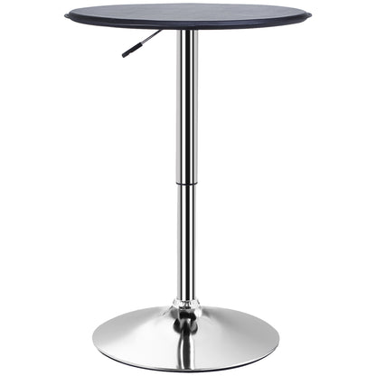 Bar Table Dining Table Bar Table, Kitchen Table for Living Room, Dining Room, Chrome Steel, Faux Leather, Black, Ø63 x 67-93 cm