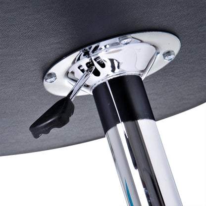 Bar Table Dining Table Bar Table, Kitchen Table for Living Room, Dining Room, Chrome Steel, Faux Leather, Black, Ø63 x 67-93 cm