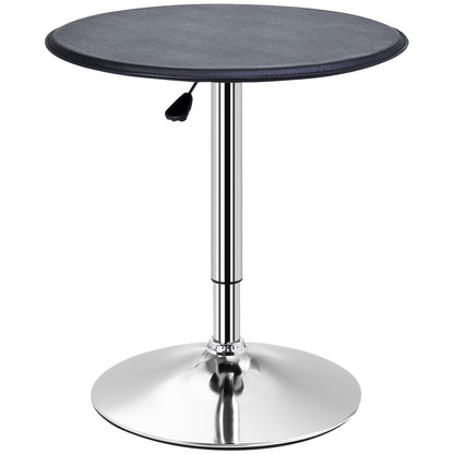 Bar Table Dining Table Bar Table, Kitchen Table for Living Room, Dining Room, Chrome Steel, Faux Leather, Black, Ø63 x 67-93 cm