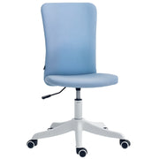 Armless Swivel Office Chair Upholstered in Synthetic Linen with Adjustable Height for Study Bedroom Dressing Table Load 120 kg Light Blue