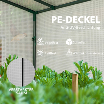 Greenhouse with Roll-Up Door 2 Windows, Winterproof Steel Frame Greenhouse, Cold Frame for Balcony, Garden, Tomato House with UV Protection 200x76x170cm Greenhouse for Vegetables Flowers, White