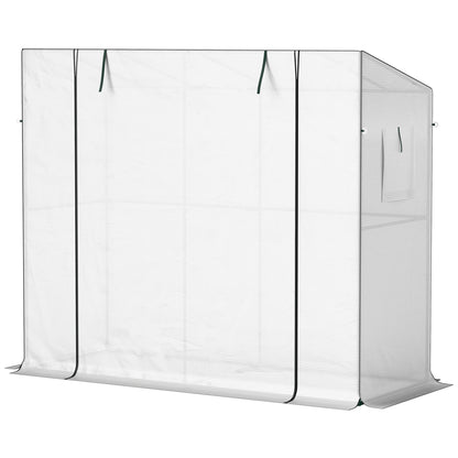 Greenhouse with Roll-Up Door 2 Windows, Winterproof Steel Frame Greenhouse, Cold Frame for Balcony, Garden, Tomato House with UV Protection 200x76x170cm Greenhouse for Vegetables Flowers, White