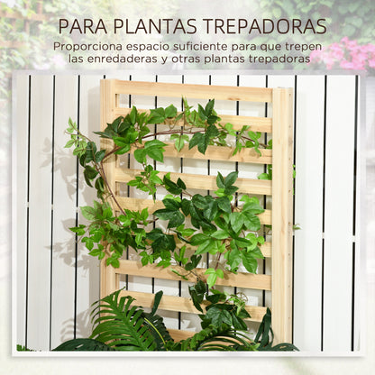 Large Outdoor Wooden Planter with Trellis for Climbing Plants and 2 Raised Planting Boxes for Patio Terrace Balcony 230x60x110 cm Natural
