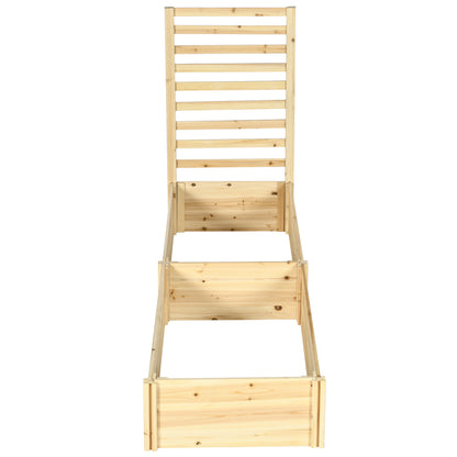 Large Outdoor Wooden Planter with Trellis for Climbing Plants and 2 Raised Planting Boxes for Patio Terrace Balcony 230x60x110 cm Natural
