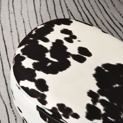 Animal Stool, Decorative Stool with Storage Space, Padded Stool, Seating Bench with Animal Design, for Living Room, Pig Footstool, Black+White, 62 x 35 x 36 cm