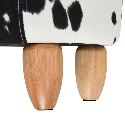 Animal Stool, Decorative Stool with Storage Space, Padded Stool, Seating Bench with Animal Design, for Living Room, Pig Footstool, Black+White, 62 x 35 x 36 cm