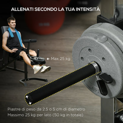 SPORTNOW Multifunctional Fitness Station with Ab Bench, Adjustable Power Tower with 15 Levels Barbell Rack for Home Workout, 152x105x212cm, Black