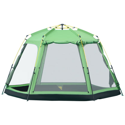 Camping Tent 6 Person Family Dome Tent Faux Leather 2000mm Easy Setup for Family Trekking Festival Steel Fiberglass Green 320 x 320 x 180 cm
