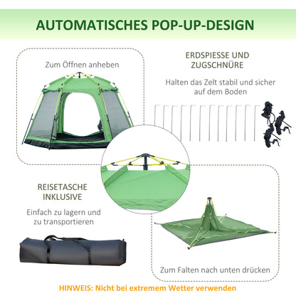 Camping Tent 6 Person Family Dome Tent Faux Leather 2000mm Easy Setup for Family Trekking Festival Steel Fiberglass Green 320 x 320 x 180 cm