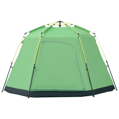Camping Tent 6 Person Family Dome Tent Faux Leather 2000mm Easy Setup for Family Trekking Festival Steel Fiberglass Green 320 x 320 x 180 cm