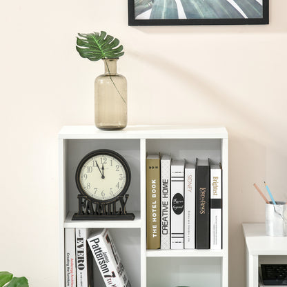 Bookshelf Wooden Bookcase with 7 Storage Compartments Plants Files for Living Room Bedroom Office 50x24x106 cm White