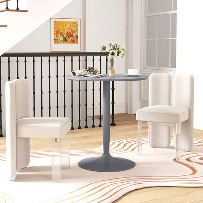 Dining Table, Round Kitchen Table, Modern Dining Table for 2 Persons, Bar Table Pedestal Table with Steel Leg, Non-Slip Footrest, Coffee Table for Living Room, Ø70 x 75 cm, Gray