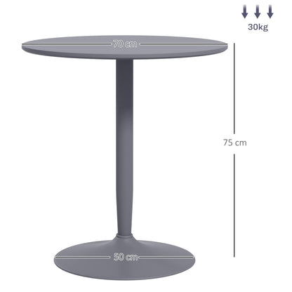 Dining Table, Round Kitchen Table, Modern Dining Table for 2 Persons, Bar Table Pedestal Table with Steel Leg, Non-Slip Footrest, Coffee Table for Living Room, Ø70 x 75 cm, Gray