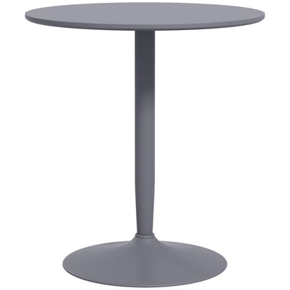 Dining Table, Round Kitchen Table, Modern Dining Table for 2 Persons, Bar Table Pedestal Table with Steel Leg, Non-Slip Footrest, Coffee Table for Living Room, Ø70 x 75 cm, Gray