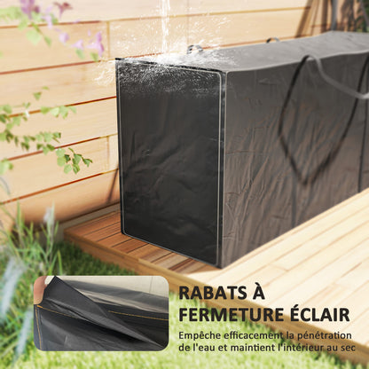 Garden Cushion Storage Bag, Outdoor Cushion Cover in 600D Oxford Fabric with UV Protection with Handles, Waterproof Christmas Tree Storage Bag, 175 x 55 x 75 cm, Black