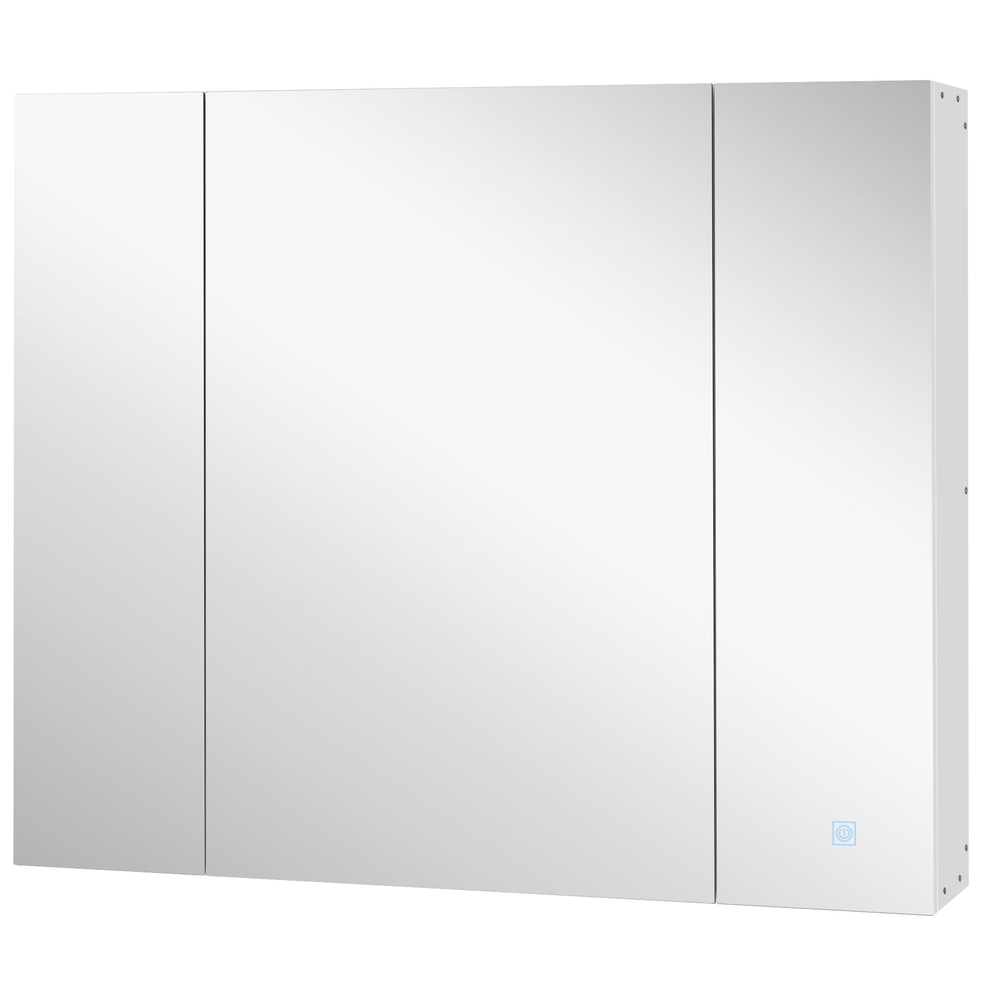 Bathroom Cabinet with Mirror and LED Lights Bathroom Cabinet with Adjustable Shelves and USB Modern Style Bathroom Furniture 90x15x75 cm White