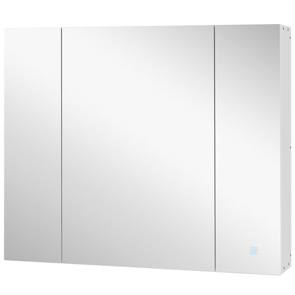 Bathroom Cabinet with Mirror and LED Lights Bathroom Cabinet with Adjustable Shelves and USB Modern Style Bathroom Furniture 90x15x75 cm White