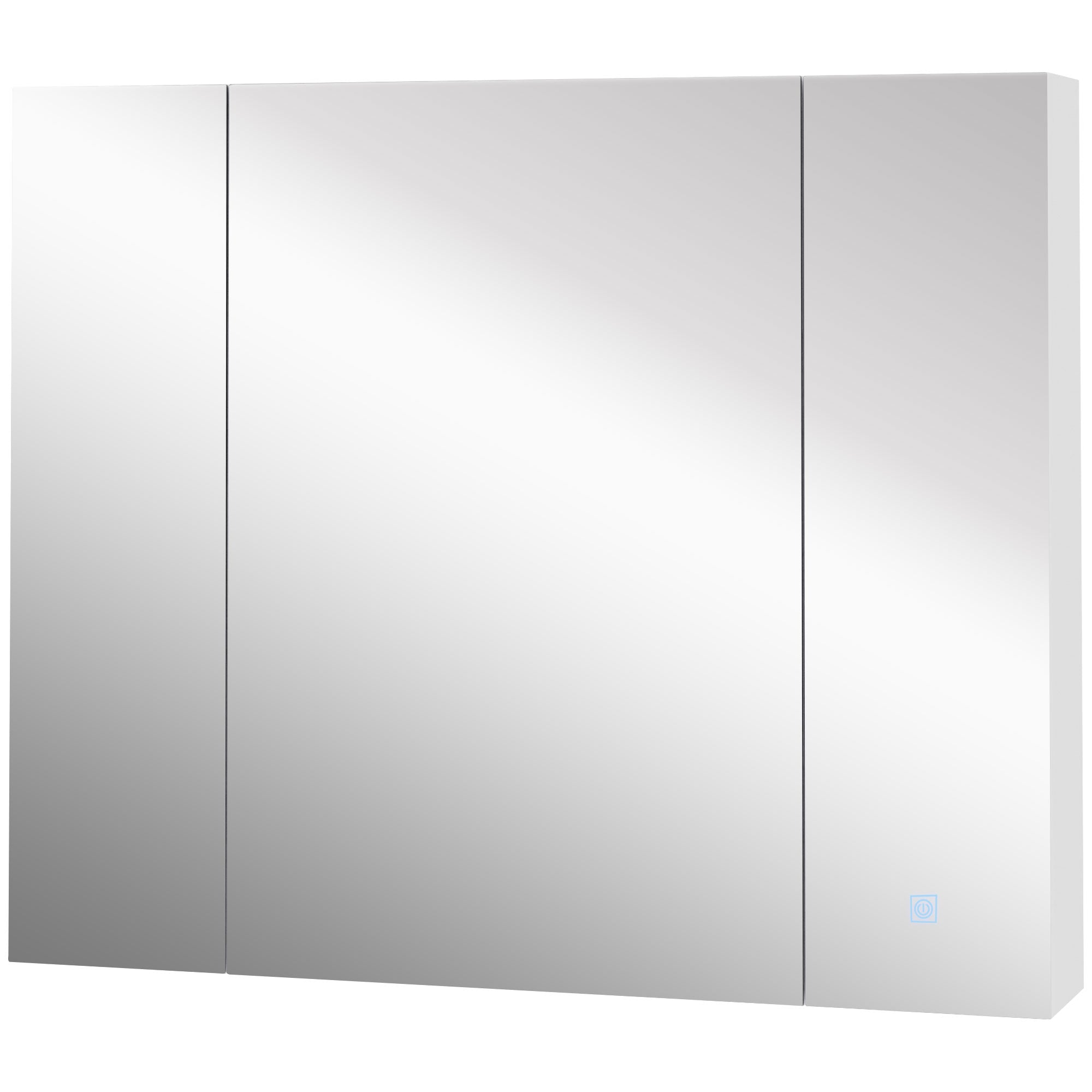 Bathroom Cabinet with Mirror and LED Lights Bathroom Cabinet with Adjustable Shelves and USB Modern Style Bathroom Furniture 90x15x75 cm White