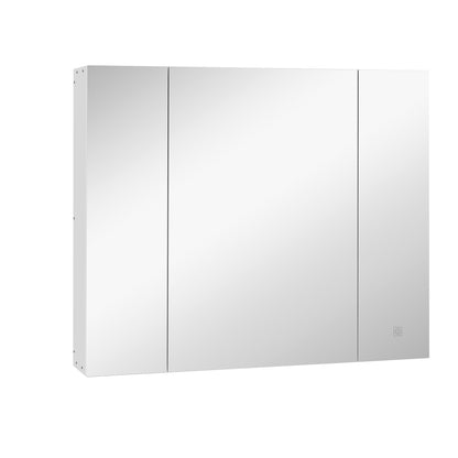 Bathroom Cabinet with Mirror and LED Lights Bathroom Cabinet with Adjustable Shelves and USB Modern Style Bathroom Furniture 90x15x75 cm White
