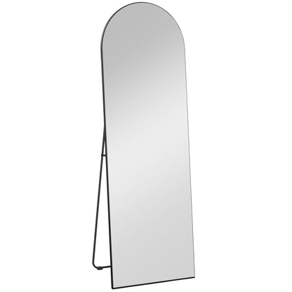 Full Body Mirror, 150 x 50 cm Wall Mirror with Stand, Arched Design, Floor Mirror with Shatterproof Film, for Living Room, Bedroom, Black