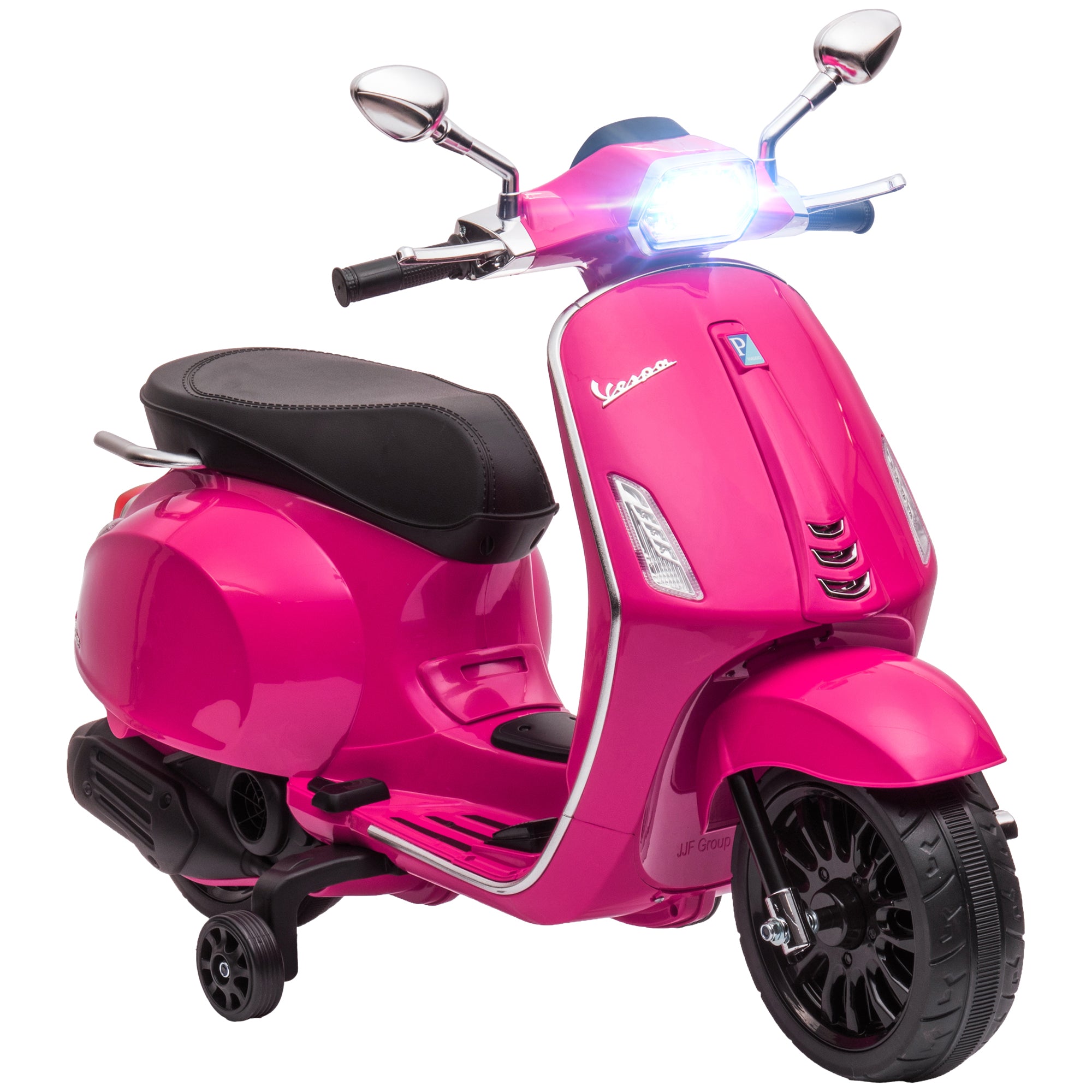 Electric Kids Motorcycle for +3 Years Old with Vespa Licensed Battery Powered Kids Motorcycle 6V with USB MP3 LED Light FM Radio Speed 3 km/h Load 35 kg Pink