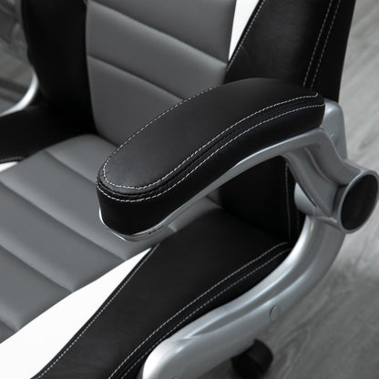 Office Chair Desk Chair Adjustable Swivel Chair with Foldable Armrests 5 Wheels and Rocking Function Load 120 kg 65x69x112-122 cm Gray