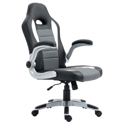 Office Chair Desk Chair Adjustable Swivel Chair with Foldable Armrests 5 Wheels and Rocking Function Load 120 kg 65x69x112-122 cm Gray