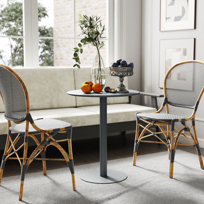 Round Dining Table for 2 Persons Steel Kitchen Table for Indoor and Outdoor Use Ø60x72 cm Gray