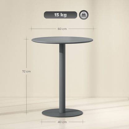 Round Dining Table for 2 Persons Steel Kitchen Table for Indoor and Outdoor Use Ø60x72 cm Gray