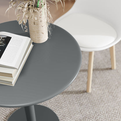 Round Dining Table for 2 Persons Steel Kitchen Table for Indoor and Outdoor Use Ø60x72 cm Gray