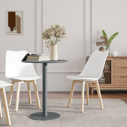 Round Dining Table for 2 Persons Steel Kitchen Table for Indoor and Outdoor Use Ø60x72 cm Gray