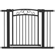 Dog Barrier Dog Gate 76-104 cm Safety Gate for Dogs with 2 Extensions 7/14 cm and Double Lock for Stairs and Doors Black