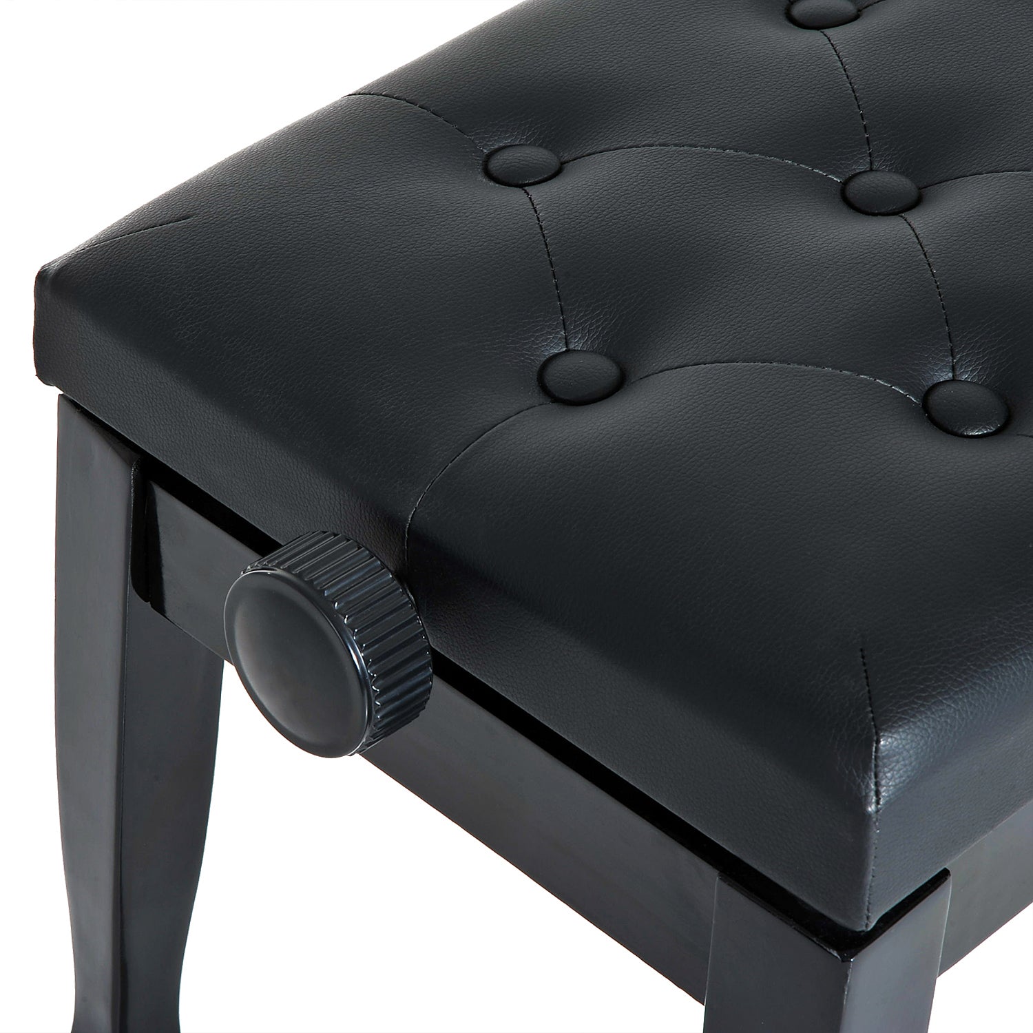 Piano Stool Piano Bench Vanity Stool Adjustable Height Stool for Music Instruments Solid Wood Faux Leather Black 64 x 35 x 45-55 cm