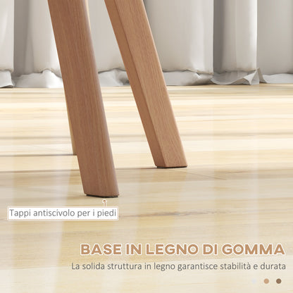 Set of 4 Scandinavian Style Dining Chairs, Kitchen Chairs in Plastic with Wood Legs and Faux Leather Cushion, White