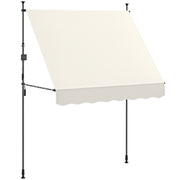 Manual Retractable Awning 2x1.2m Exterior Terrace Roll-up Awning Adjustable Height with Crank 210-310 cm UV30+ Protection No Drill for Garden Balcony Patio Cream