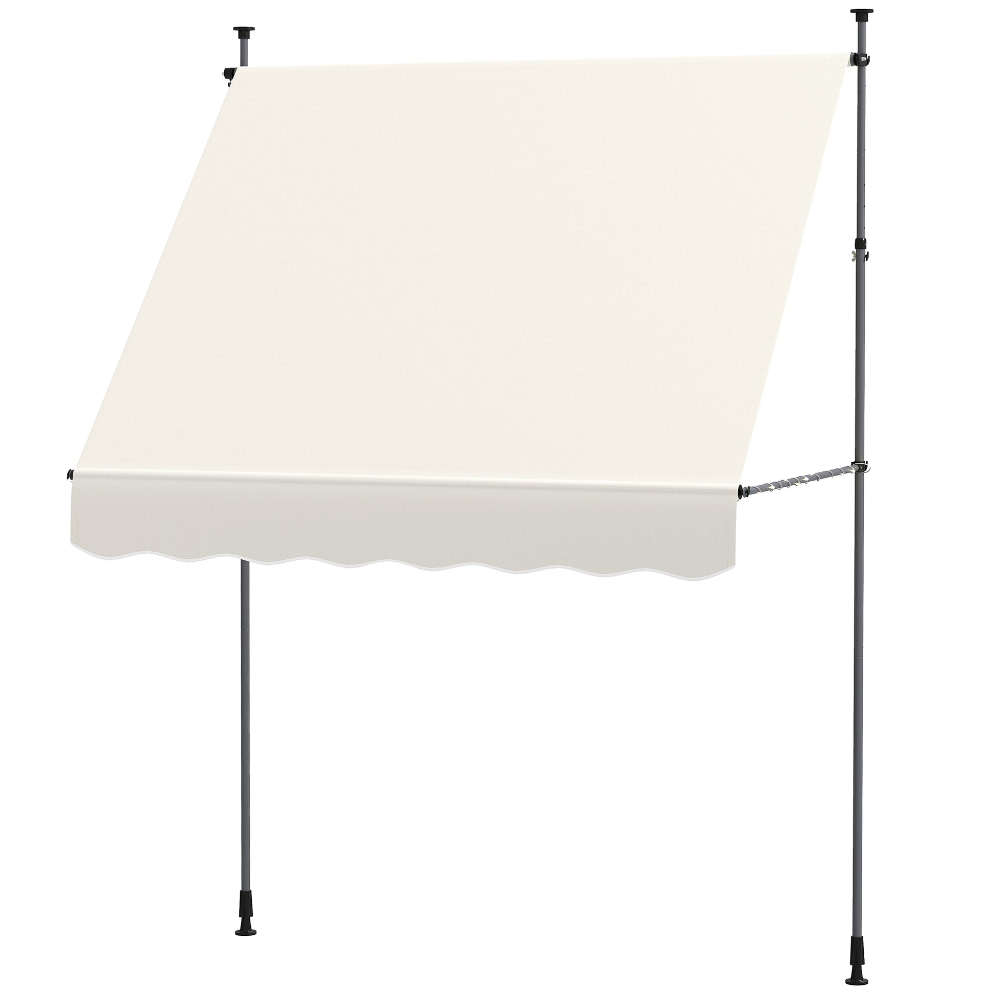 Manual Retractable Awning 2x1.2m Exterior Terrace Roll-up Awning Adjustable Height with Crank 210-310 cm UV30+ Protection No Drill for Garden Balcony Patio Cream