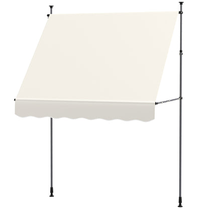 Manual Retractable Awning 2x1.2m Exterior Terrace Roll-up Awning Adjustable Height with Crank 210-310 cm UV30+ Protection No Drill for Garden Balcony Patio Cream