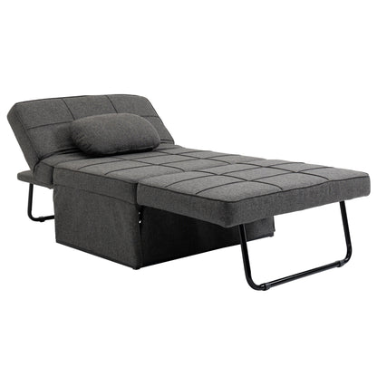 3 in 1 Foldable Sofa Bed Single Sofa Bed Upholstered in Linen Convertible Sofa Bed with 5 Adjustable Backrest Positions Footrest and Headrest Load 200 kg Gray