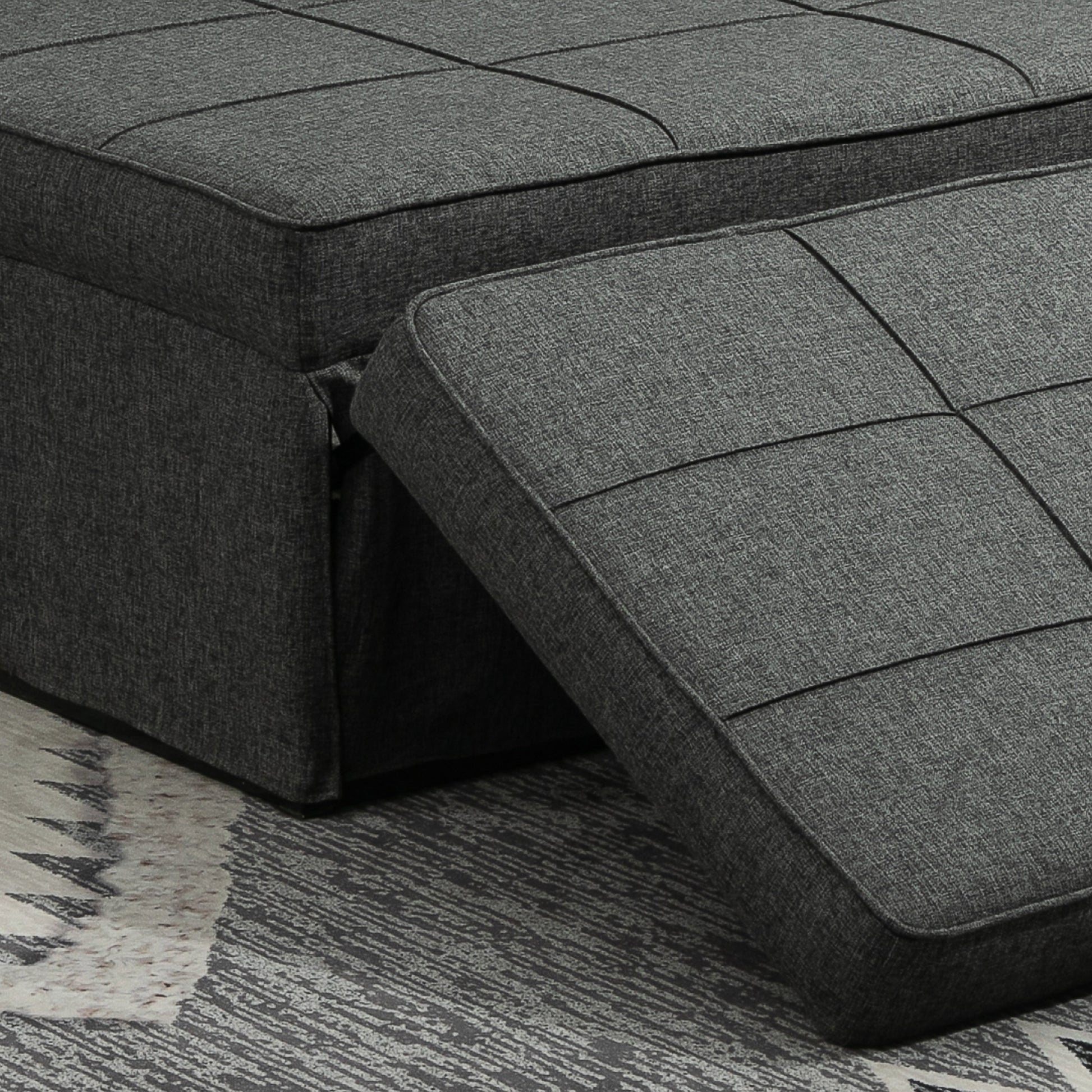3 in 1 Foldable Sofa Bed Single Sofa Bed Upholstered in Linen Convertible Sofa Bed with 5 Adjustable Backrest Positions Footrest and Headrest Load 200 kg Gray