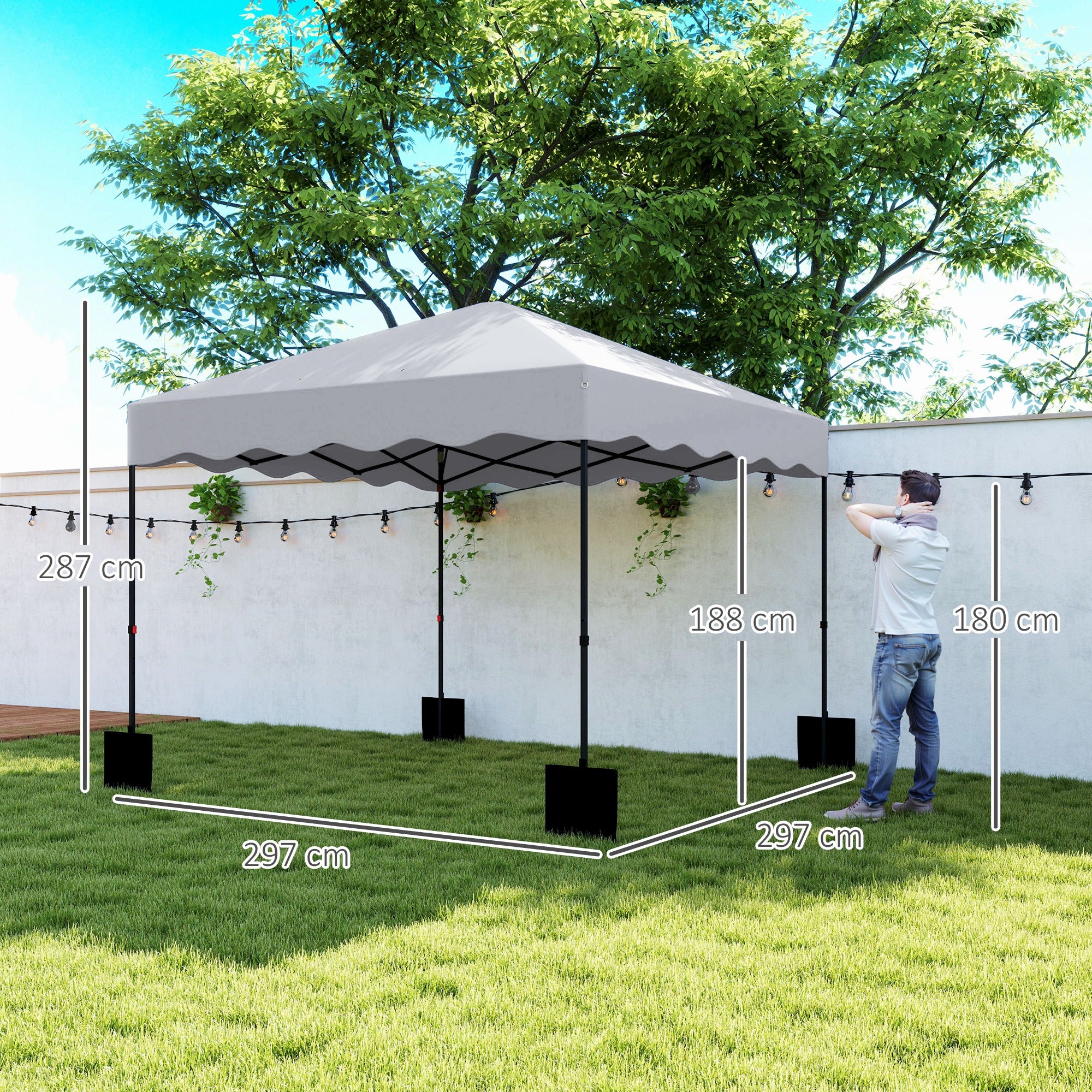 Pavilion approx. 3x3m, water-repellent Stable Winterproof Pop-up Folding Pavilion with UV Protection 50+, Foldable Party Tent Garden Tent with Rolling Bag, Garden Pavilion for Camping Garden, Light Grey